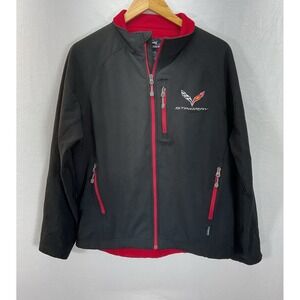 Landway Corvette Stingray‎ Jacket Mens S Black Red Soft Shell Full Zip Car Logo